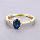0.97 Carat Genuine Blue Sapphire and White Diamond 10K Yellow Gold Ring-2