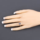 0.97 Carat Genuine Blue Sapphire and White Diamond 10K Yellow Gold Ring-3