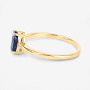 0.97 Carat Genuine Blue Sapphire and White Diamond 10K Yellow Gold Ring-4