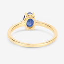 0.97 Carat Genuine Blue Sapphire and White Diamond 10K Yellow Gold Ring-5
