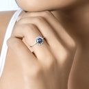0.78 Carat Genuine Blue Sapphire and White Diamond 14K White Gold Ring-13