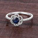 0.78 Carat Genuine Blue Sapphire and White Diamond 14K White Gold Ring-15