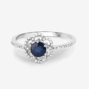 0.78 Carat Genuine Blue Sapphire and White Diamond 14K White Gold Ring-8