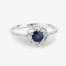 0.78 Carat Genuine Blue Sapphire and White Diamond 14K White Gold Ring-9