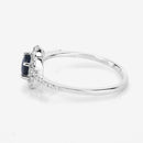 0.78 Carat Genuine Blue Sapphire and White Diamond 14K White Gold Ring-10