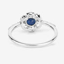 0.78 Carat Genuine Blue Sapphire and White Diamond 14K White Gold Ring-11
