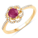 0.68 Carat Genuine Ruby and White Diamond 14K Yellow Gold Ring-5