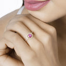 0.68 Carat Genuine Ruby and White Diamond 14K Yellow Gold Ring-10