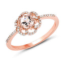 0.54 Carat Genuine Morganite and White Diamond 14K Rose Gold Ring-5