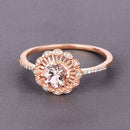 0.54 Carat Genuine Morganite and White Diamond 14K Rose Gold Ring-8
