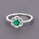 0.55 Carat Genuine Zambian Emerald and White Diamond 14K White Gold Ring-8