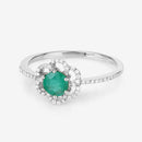 0.55 Carat Genuine Zambian Emerald and White Diamond 14K White Gold Ring-9