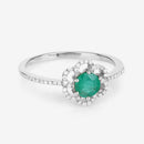 0.55 Carat Genuine Zambian Emerald and White Diamond 14K White Gold Ring-10