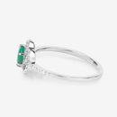 0.55 Carat Genuine Zambian Emerald and White Diamond 14K White Gold Ring-11