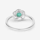 0.55 Carat Genuine Zambian Emerald and White Diamond 14K White Gold Ring-12