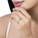 0.55 Carat Genuine Zambian Emerald and White Diamond 14K Yellow Gold Ring-13