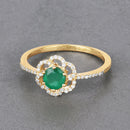 0.55 Carat Genuine Zambian Emerald and White Diamond 14K Yellow Gold Ring-8