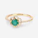0.55 Carat Genuine Zambian Emerald and White Diamond 14K Yellow Gold Ring-9