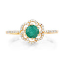 0.55 Carat Genuine Zambian Emerald and White Diamond 14K Yellow Gold Ring-7
