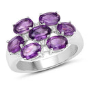 3.05 Carat Genuine  Amethyst and White Topaz .925 Sterling Silver Ring-4