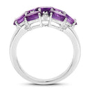 3.05 Carat Genuine  Amethyst and White Topaz .925 Sterling Silver Ring-5