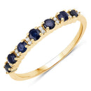 0.43 Carat Genuine Blue Sapphire and White Diamond 14K Yellow Gold Ring-5