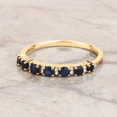 0.43 Carat Genuine Blue Sapphire and White Diamond 14K Yellow Gold Ring-8