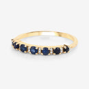 0.43 Carat Genuine Blue Sapphire and White Diamond 14K Yellow Gold Ring-9