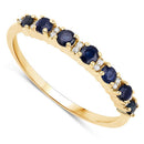 0.43 Carat Genuine Blue Sapphire and White Diamond 14K Yellow Gold Ring-6