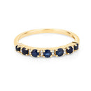 0.43 Carat Genuine Blue Sapphire and White Diamond 14K Yellow Gold Ring-7