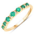 0.41 Carat Genuine Zambian Emerald and White Diamond 14K Yellow Gold Ring-5