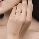 0.41 Carat Genuine Zambian Emerald and White Diamond 14K Yellow Gold Ring-13