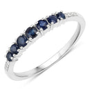 0.45 Carat Genuine Blue Sapphire and White Diamond 14K White Gold Ring-5