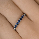 0.45 Carat Genuine Blue Sapphire and White Diamond 14K White Gold Ring-14