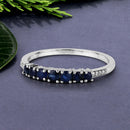 0.45 Carat Genuine Blue Sapphire and White Diamond 14K White Gold Ring-8
