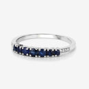 0.45 Carat Genuine Blue Sapphire and White Diamond 14K White Gold Ring-9