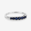 0.45 Carat Genuine Blue Sapphire and White Diamond 14K White Gold Ring-10
