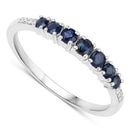 0.45 Carat Genuine Blue Sapphire and White Diamond 14K White Gold Ring-6
