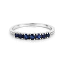 0.45 Carat Genuine Blue Sapphire and White Diamond 14K White Gold Ring-7
