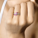 0.68 Carat Genuine Ruby and White Diamond 14K White Gold Ring-14