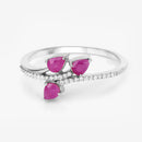 0.68 Carat Genuine Ruby and White Diamond 14K White Gold Ring-9