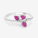 0.68 Carat Genuine Ruby and White Diamond 14K White Gold Ring-10