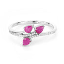 0.68 Carat Genuine Ruby and White Diamond 14K White Gold Ring-7