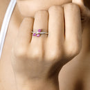 0.68 Carat Genuine Ruby and White Diamond 14K Yellow Gold Ring-14