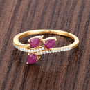 0.68 Carat Genuine Ruby and White Diamond 14K Yellow Gold Ring-8