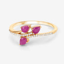 0.68 Carat Genuine Ruby and White Diamond 14K Yellow Gold Ring-9