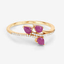 0.68 Carat Genuine Ruby and White Diamond 14K Yellow Gold Ring-10