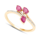 0.68 Carat Genuine Ruby and White Diamond 14K Yellow Gold Ring-6