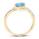 1.04 Carat Genuine Swiss Blue Topaz and White Diamond 14K Yellow Gold Ring-5