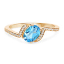 1.04 Carat Genuine Swiss Blue Topaz and White Diamond 14K Yellow Gold Ring-6